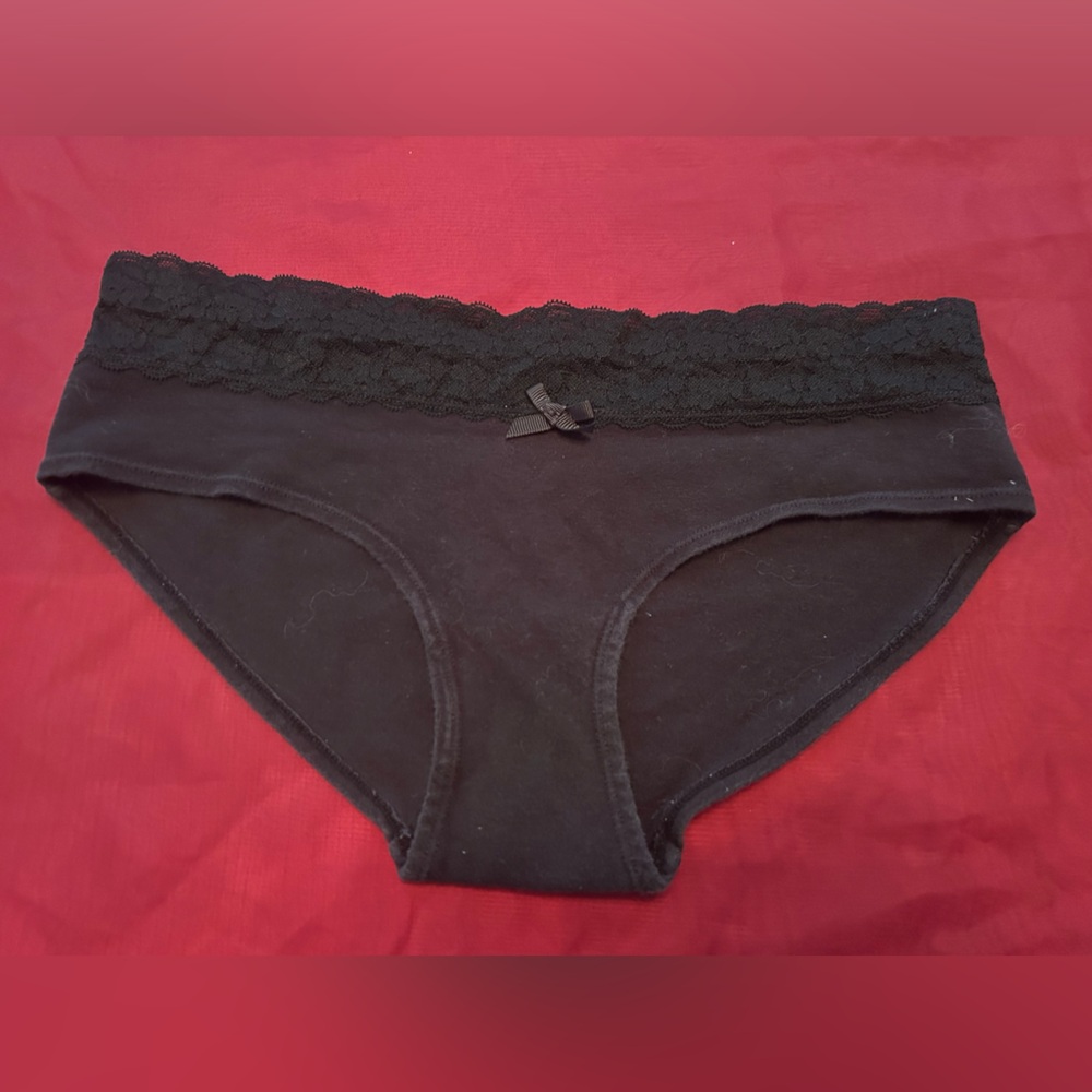 Lacey black undies with black bow